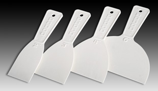 Padco's plastic putty knives are available in four different sizes
